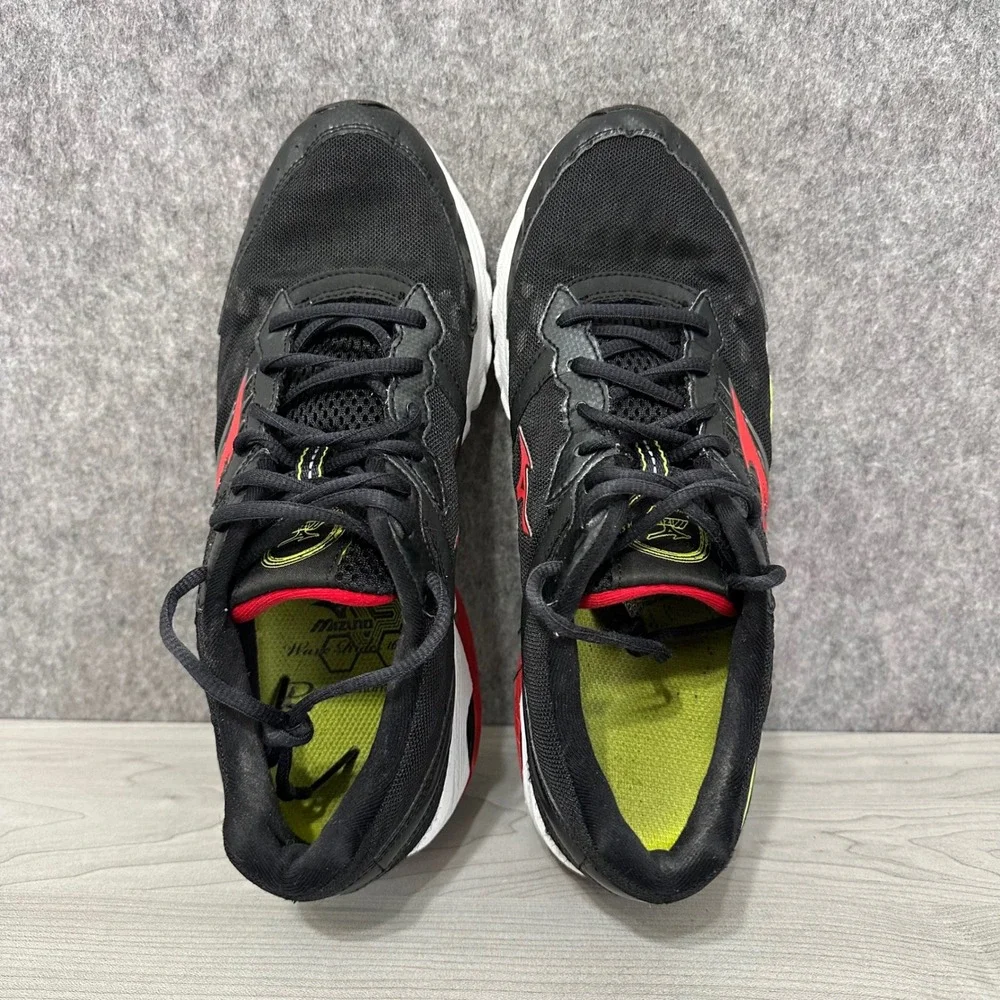 Mizuno Wave Rider 16 Running Shoes Mens 8.5‎ Black Red Yellow Athletic Sneakers